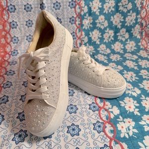 Betsey Johnson pearl sneakers, size 8, never worn.